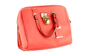 BULLDOG SATCHEL STYLE PURSE CORAL